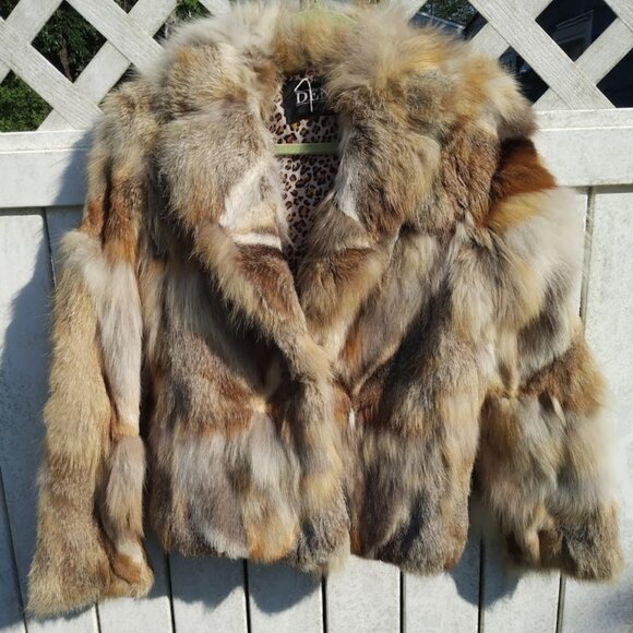 Vintage Women's Genuine Fur Coat Brown/Beige Mid Length Collar Small Penny Lane - Picture 1 of 14